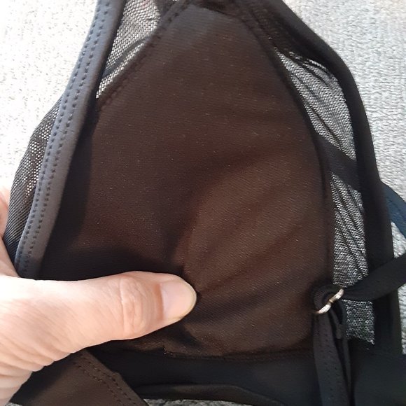 Black Mesh & Applique overlay Bikini Bralette Size Small - Picture 3 of 8